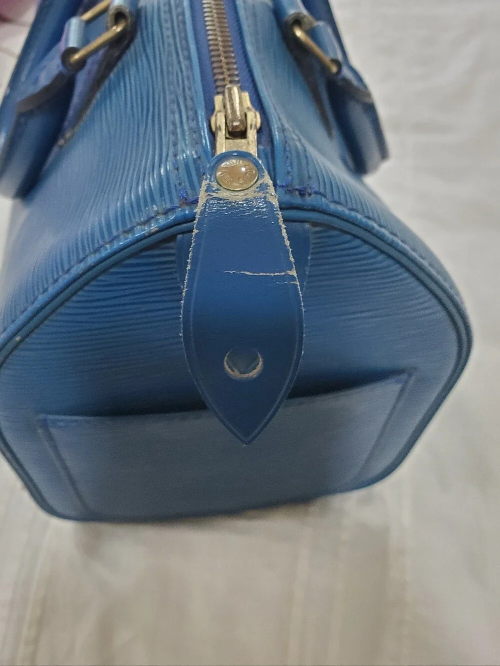 Louis Vuitton Blue Structured Leather Satchel -